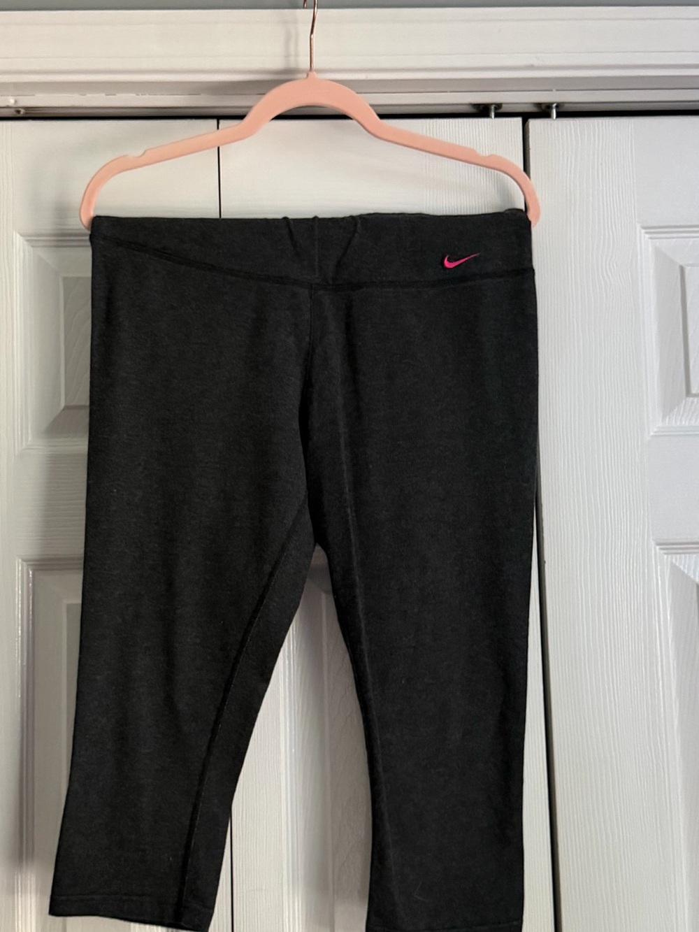 Nike Black Capri Leggings with Pink Swoosh
